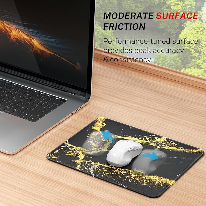 MROCO Mouse Pad [30% Larger] with Anti-Fray Stitched Edges, Premium-Textured Waterproof Surface, Non-Slip Rubber Base, Computer & Gaming Mouse Mat for Laptop, Office & Home, 8.5 x 11 in, Black Gold