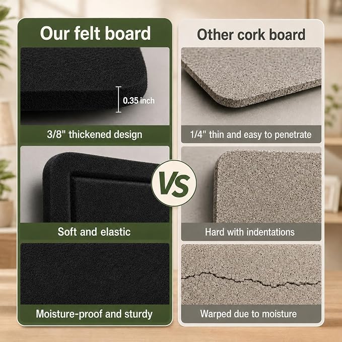 Black Large Felt Bulletin Board for Wall 72 x 48 Inch Frameless | Foldable 0.35-inch pin board with adhesive tape and push pins. cork alternative adhesive mounting frameless panel