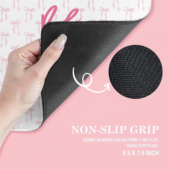 Coquette Preppy Pink Bow Christian Mouse Pad, Trendy Girly Pink Ephesians 3:17 Bible Verse Mouse Pads Mousepad for Home Office Dorm Computers Laptop Supplies Desk Accessories, 9.5x7.9 Inch