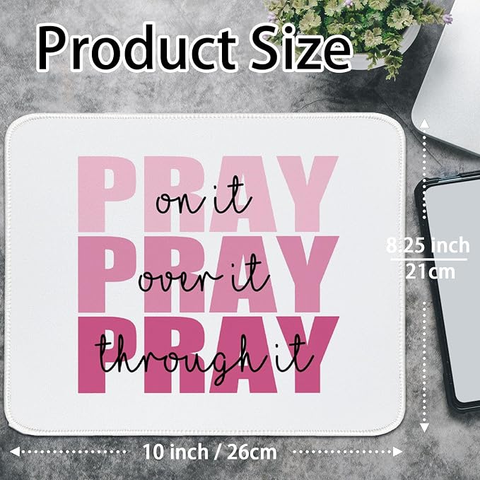 UTELKA Pink Mouse Pad Aesthetic Christian Small Mouse Pads 10.2x8.2 | Pray Over It Pray Through It, Religious Jesus Mousepads For Office, Scripture Church Gifts For Women,Christian Office Decor