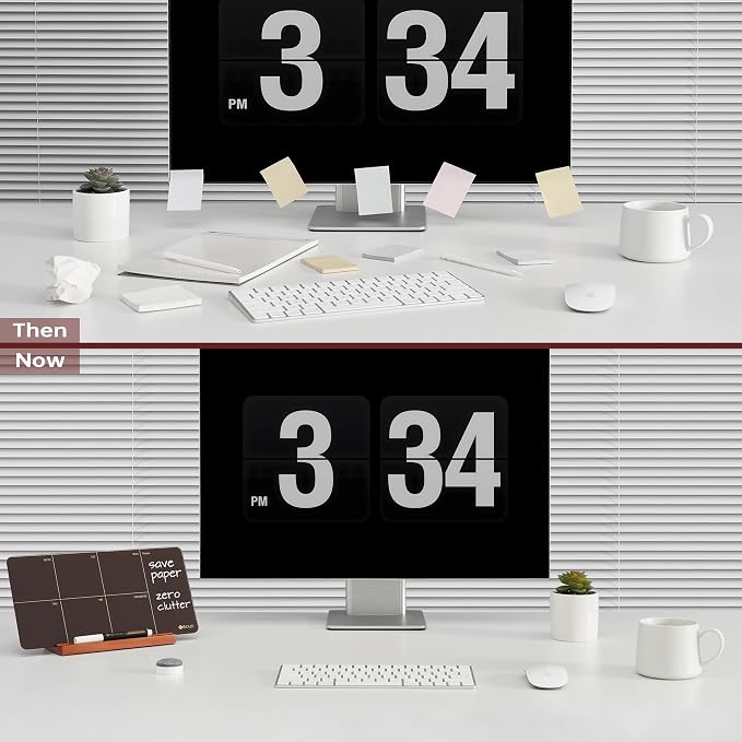 Desk Weekly Glass Dry Erase Board with Detachable Wood Stand, Burgundy Red, Small Desktop Calendar to Do List Planner Whiteboard 12x6 for Office, Home, Schools, Marker&Eraser Included, Yeoux