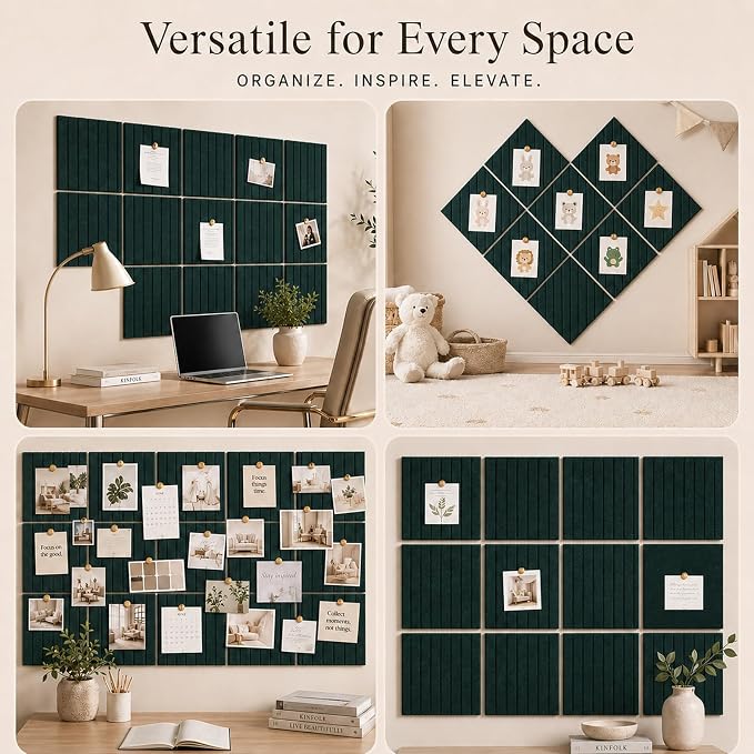 Stripe Felt Bulletin Board Tiles, Cork Board Alternative 48 x 36 in | 0.35 in modular felt wall tiles for notes, photos, schedules, reminders in offices, classrooms, home and office workspaces