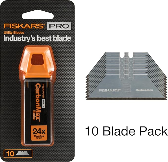 Fiskars 771020-1001 Pro Utility Knife Replacement Blades, 10 Pack, Silver 10 Count