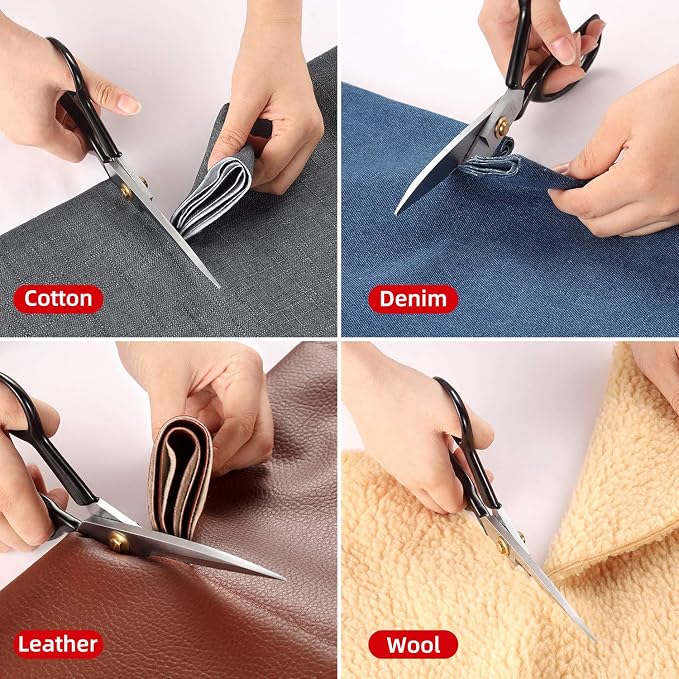 Fabric Scissors - 10 Inch Heavy Duty Tailor Shears for Fabric Cutting - Ultra Sharp Cloth Scissors - Multipurpose Utility Dressmaker Leather Titanium (10Inch)