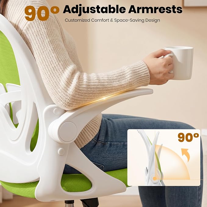 Drafting Chair Tall Office Chair with Flip-up Armrests Executive Ergonomic Computer Standing Desk Chair with Lumbar Support and Adjustable Footrest Ring (Green)
