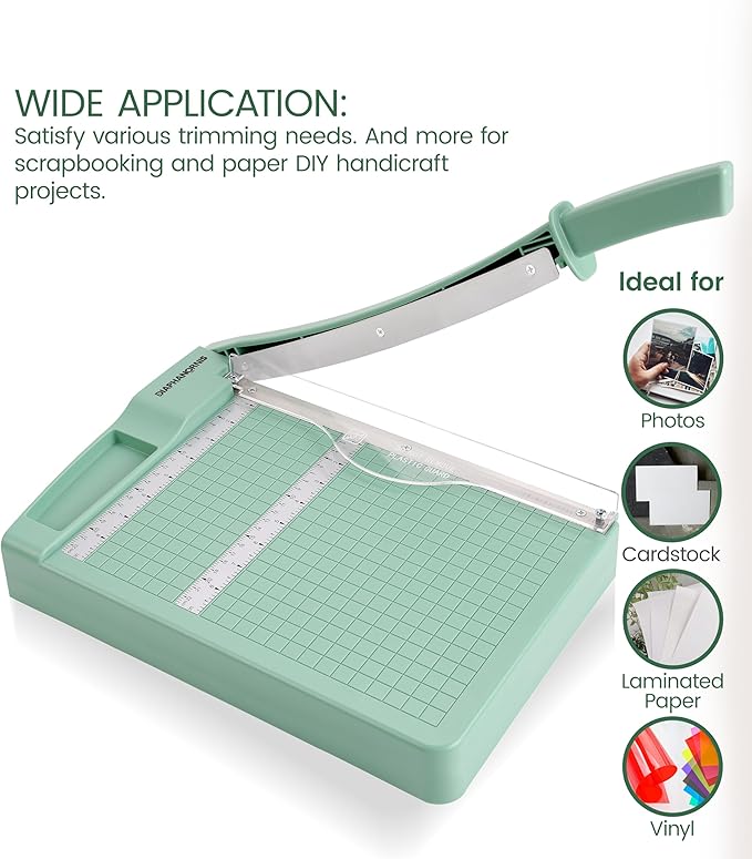 12" Heavy Duty Guillotine Paper Cutter – Professional Paper Trimmer with 4Cr13 Steel Blade, Cuts 10–12 Sheets, Precision Grid & Safety Guard for Office, Crafting & Classroom