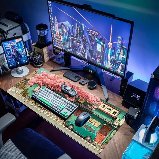Desk Mat Mouse Pad Gaming Desk Pad XL Large Mouse Mat Office Decor Accessories (Sakura car)
