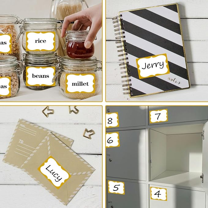 Gold Name Tags,2"x 3" Name Tag Stickers with Gold Border 200 Pcs Adhesive Name Tags Sticker Name Badges Labels for School, Office, Home, Party, Conferences, New Year (Pack of 2)