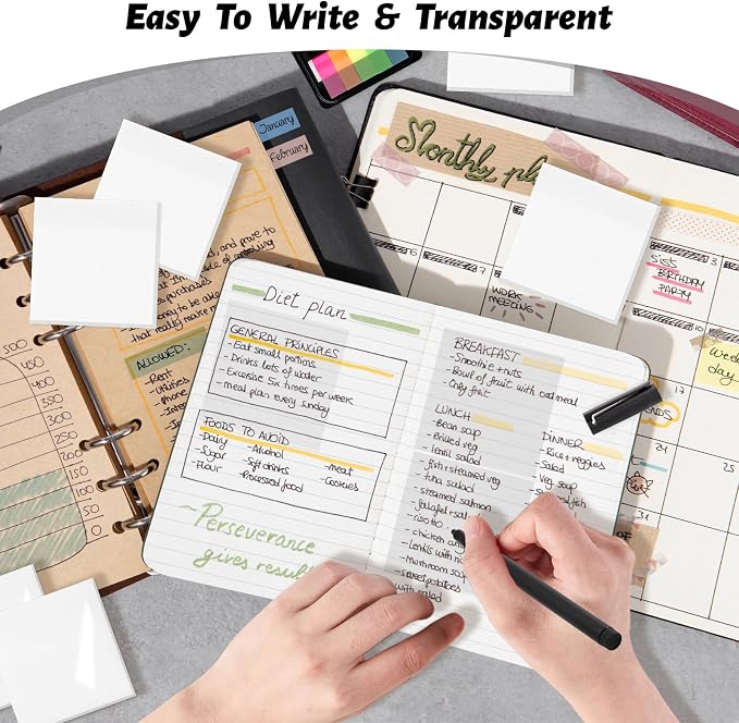 ‎SYMDROMIA Transparent Sticky Notes, 3"x3" Clear Post Translucent Sticky Notes with See Through Self-Adhesive Sticky Pads for Office School College Supplies, 800 Sheets White | Clear Translucent Self-Adhesive Sticky Notes for Back to School & Office Su...