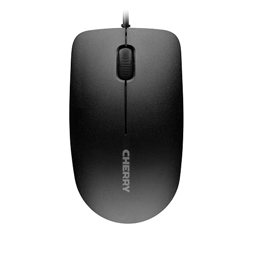 Cherry MC 1000, Wired Office Mouse for PC, Optical Sensor (1,200 dpi), 3 Buttons, Symmetrical Design for Left- and Right-Handed Users, GS Certification, Black