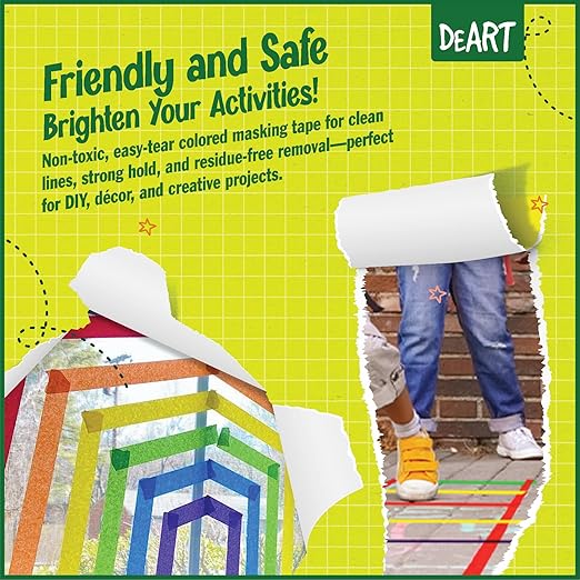 DEART 8X Colored Masking Tape, 33 Ft x 1 inch Colored Painters Tape for Arts & Crafts Labeling or Coding, Craft Supplies Color Tape Rolls, Colorful Masking Craft Tape, Lab Tape