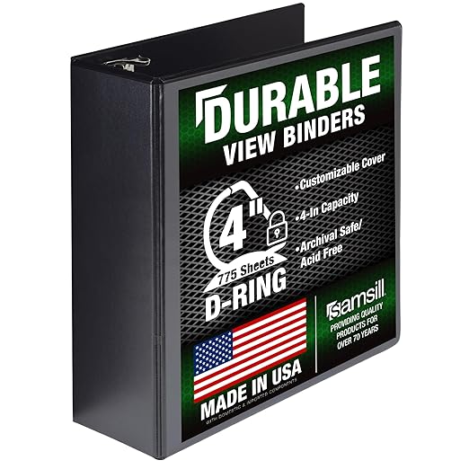 Samsill Durable 4 inch 3 Ring Binder, D Ring Binder, 100% Recycled Chipboard, Black