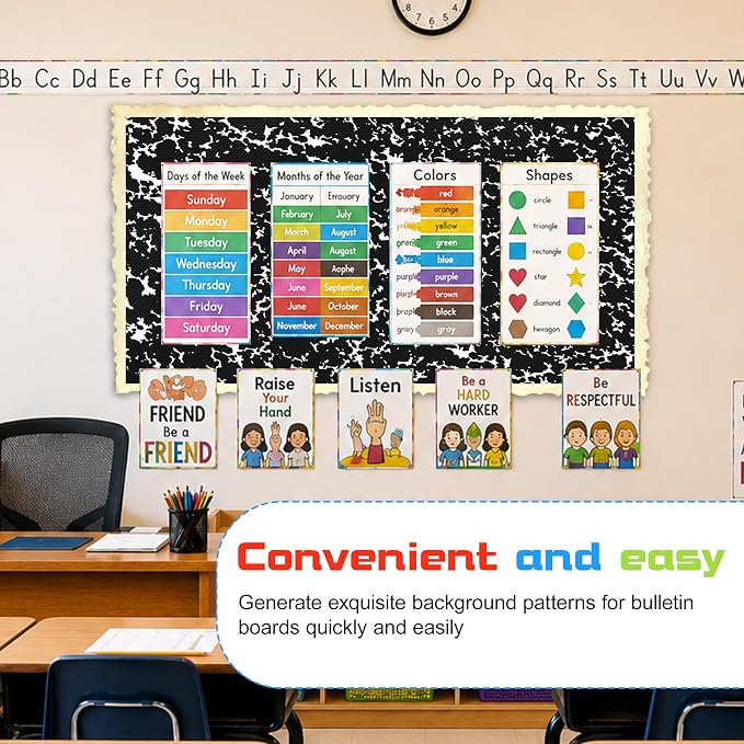 4x15ft Black Composition Bulletin Board Roll for Classroom & Office | Flawless self-healing fibers，hides unsightly pinholes，tough tear-resistant polyester，reduces ambient noise，for home DIY