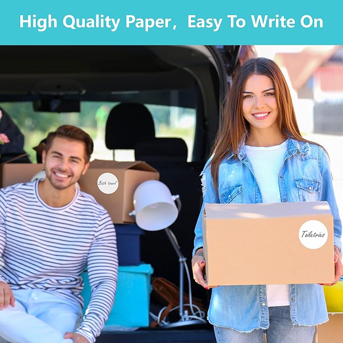 500 PCS Round White Color Coding Circle Dots Inventory Stickers Labels with Perforation Line in Roll (3" in Diameter)