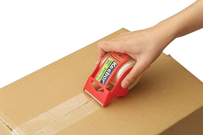 Packing Tape with Dispenser, 12 Rolls Clear Shiping Package Tape, 2'' x 32.8 yd, 1.5'' Core, Designed for Packing, Shipping & Mailing