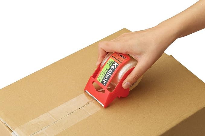 Packing Tape with Dispenser, 12 Rolls Clear Shiping Package Tape, 2'' x 32.8 yd, 1.5'' Core, Designed for Packing, Shipping & Mailing | 2'' x 32.8 yd, 1.5'' Core, Designed for Packing, Shipping & Mailing