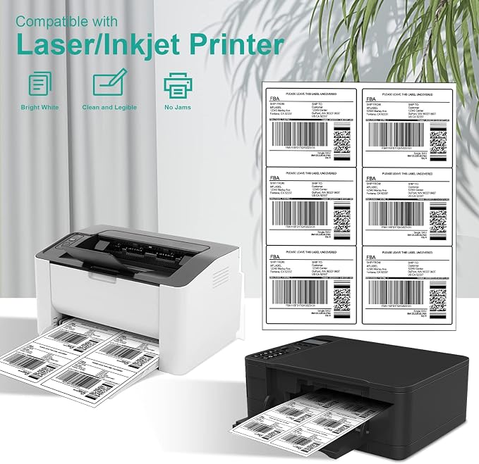 MFLABEL 3-1/3" x 4" FBA Shipping Labels - 6-UP on 8.5x11 Sheet, 100 Sheets (600 Labels) | Easy to Peel & Pop-Out Design for Laser & Inkjet Printers | Address Labels for Amazon FBA, UPS, FedEx