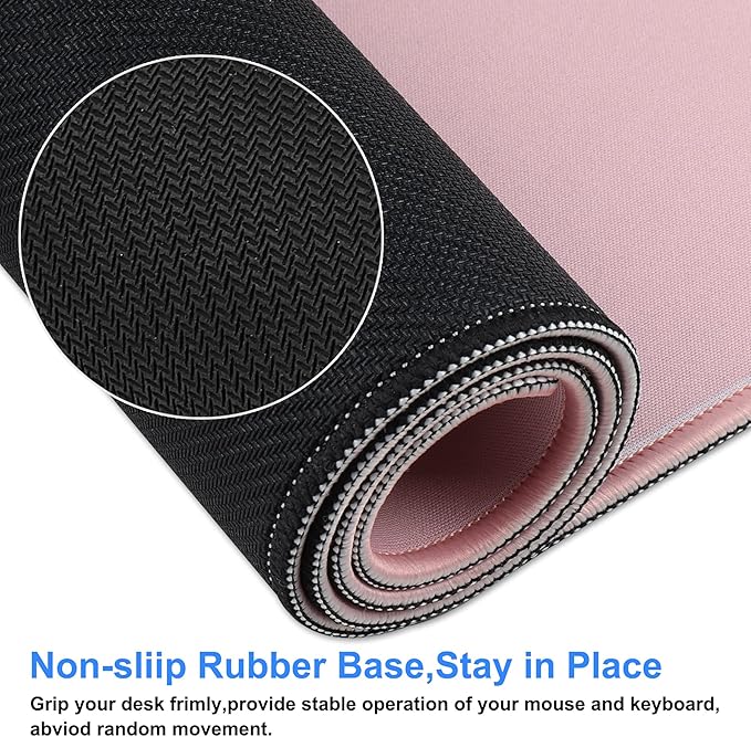 Gaming Mouse Pad,Large Mouse Pad Size 31.5x11.8 Thickness 0.12 inches,Premium-Textured Non-Slip & Waterproof Computer Mousepad with Stitched Edges for Gaming,Office & Home-80x30 Pink008