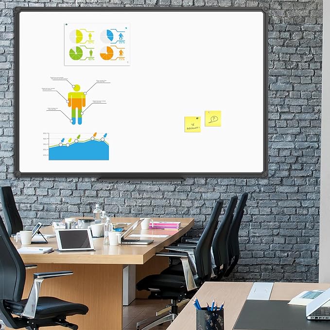Magnetic Whiteboard/White Board, Dry Erase Board 48 x 36 Inch | Black Aluminum Frame Wall Mounted Board for Office Home and School