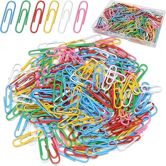 Elisel Colored Paper Clips, 200pcs Medium Size (1.3 inch), Durable and Rustproof, Great for Office, School and Personal Use (Multicolour)