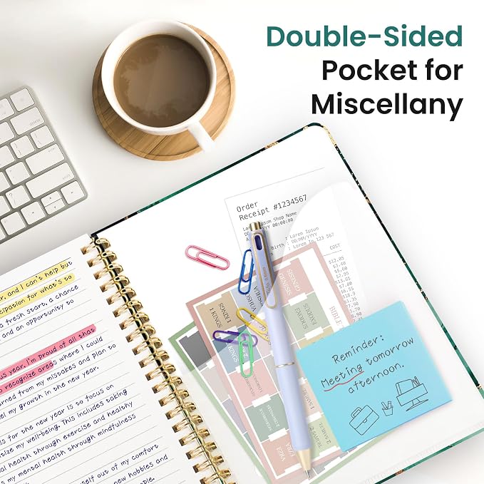 Lined Spiral Journal Notebook for Women, Pretty College Ruled Notebook for Work & Note Taking, A5 Hardcover Journal for Writing, Cute Aesthetic 140 Pages, Emerald Drift