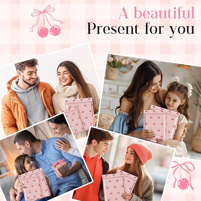 METRONIC Bubble Mailers 8.5x12" 40 Pack Cherry Cute Padded Envelopes Pink | Usable Size 8.5x11 Strong Adhesion Mailing Bubble Envelopes for Small Business Padded Mailers for Shipping Jewelry, Books