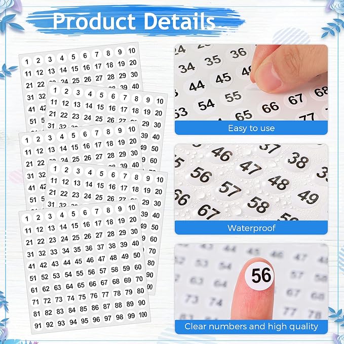 Outus 5000 Pcs 0.4 Inch 1 to 100 Number Stickers Small Number Dot Labels Consecutive Inventory Locker Storage Organizing Removable Stickers for Indoor Outdoor Office White