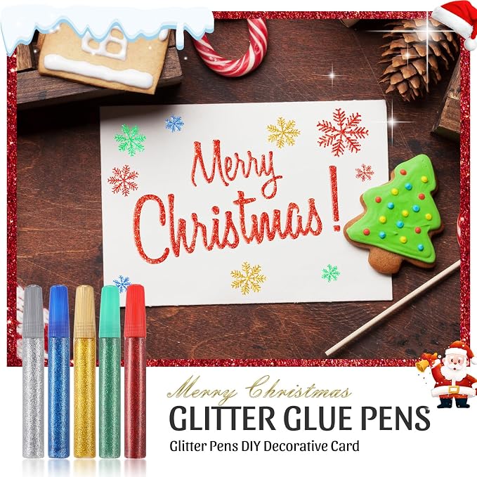 Cholemy 60 Pcs Glitter Glue Pens Bulk Craft Glue Stick Set,Multicolor 1 | Washable Glitter Markers for Scrapbooking Cards, Painting Pens for DIY Arts, Glue Gel for Chriatmas Decor Supply