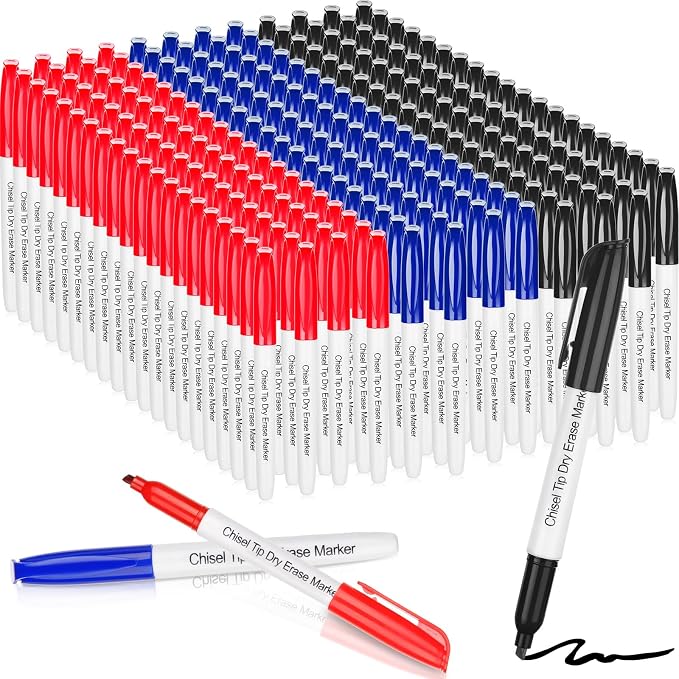 Sepamoon 240 Pack Dry Erase Markers Bulk Chisel Tip Whiteboard Markers Pens Low Odor for Office Home(Black, Blue, Red)