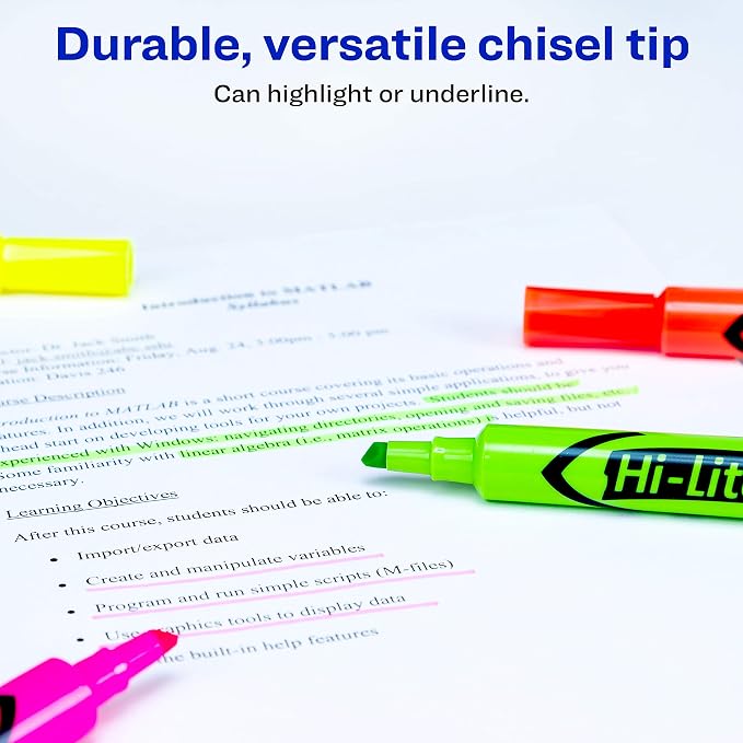 AVERY Hi-Liter Desk-Style Highlighters, Smear Safe Ink, Chisel Tip, 4 Assorted Color Highlighters (24063), (Pack of 3)