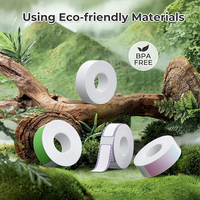 NELKO Genuine P21 Label Maker Tape, 14x40mm-3-Roll, Green Series | Easy to Peel, BPA-Free, Strong Adhesion, Water-Resistant & Oil-Proof, Great for School, Office, Home, Kitchen, Black on White
