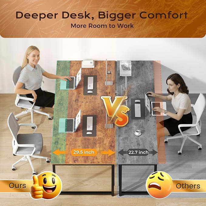 70.8 X 29.5 Inch Computer Desk with Deeper Desktop, Gaming Office Writing Work Desk for Home Office, Study, Bedroom, Work from Home, Metal Frame, Rustic Brown