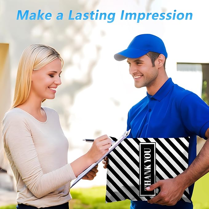 Thank You Poly Mailer 10x13 Inch 100 Pcs, Waterproof and Tear-Resistant Shipping Bags for Clothing, Strong Mailing Bags with Self-Seal, Stripes Printed Packaging Bags for Small Business