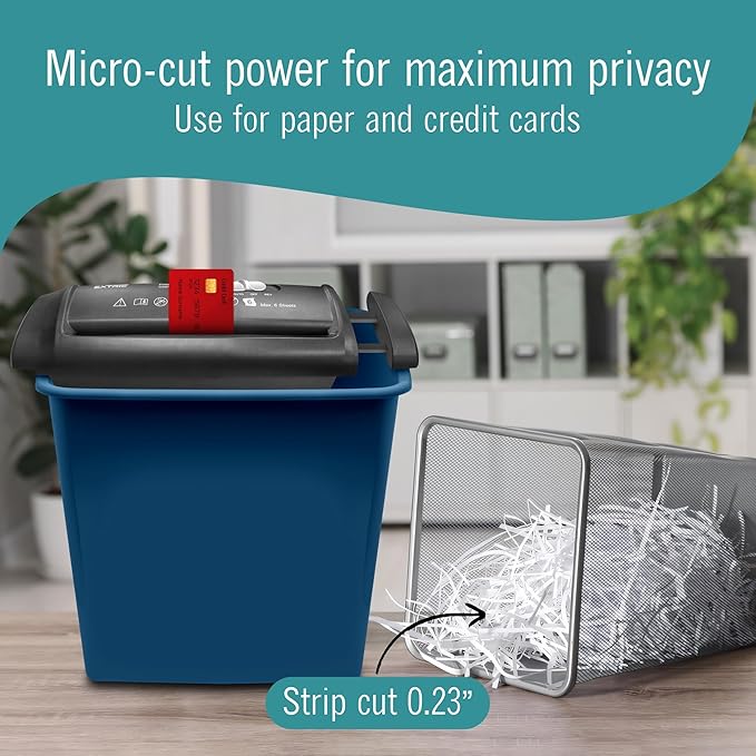 Paper Shredder for Home, Portable Paper Shredders Heavy Duty with Extendable Arm – 7 Sheet Strip-Cut, Credit Card Slot, Mini Document Shredder Without Basket for Home, Office, Overheat, Jam protection