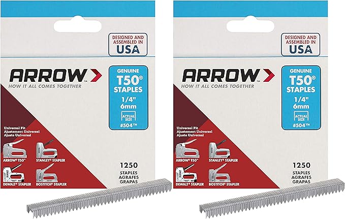 Arrow Fastener 504 Genuine T50 1/4-Inch Staples, Pack of 2