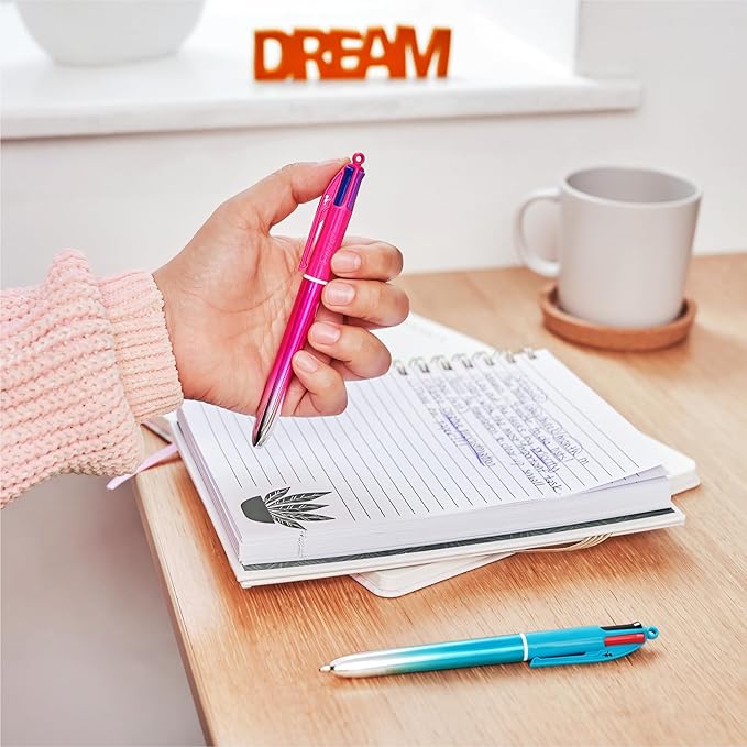 BIC 4-Color Retractable Ballpoint Pens, Medium Point, 1.0mm, 12-Count | Effortless Glide for Everyday Writing, Quick Color Changes with Retractable Design, Durable for Consistent Use