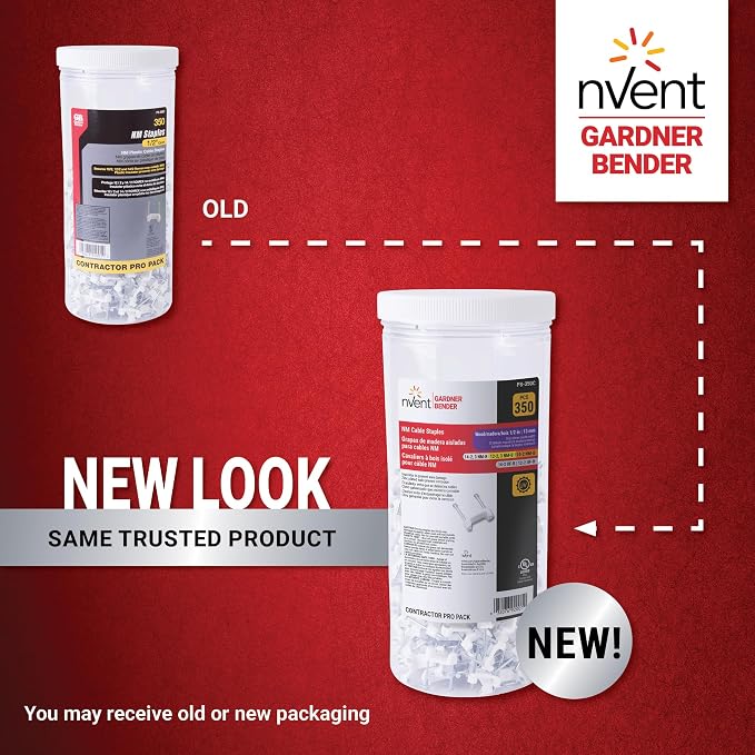 Gardner Bender PS-350C Plastic Staple, ½, Secures: Romex, UF and NM Electrical Cable, White