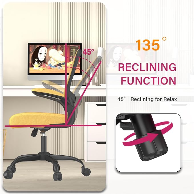 Mimoglad Office Chair, Ergonomic Desk Chair with Adjustable Lumbar Support, High Back Mesh Computer Chair with Flip-up Armrests- Task Chairs, Executive Chair for Home Office | Supports 300 lbs · Seat 19.48"–23.4" · Breathable mesh · 20–30 min assembly ...