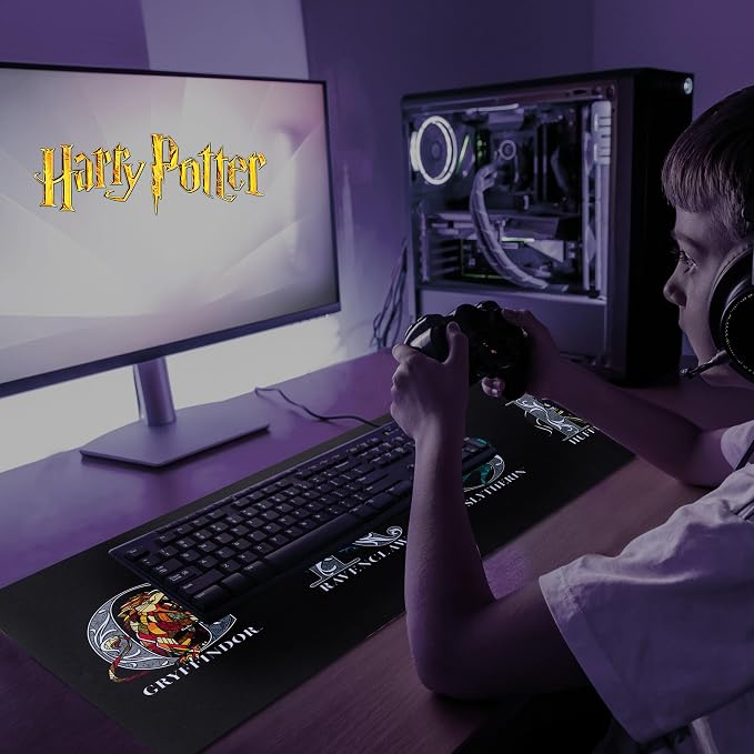 Harry Potter Large Gaming Mouse Pad 31"x15" XL Computer Desk Mat, Anime | Oversized 31x15in Harry Potter anime gaming mouse pad, smooth fabric top, stitched edges, non-slip rubber base.