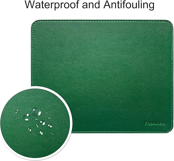 Leather Double Side Mouse Pad With Stitched Edge - Waterproof Ultra Thin for Computers, Laptop, Office & Home, 10.2 x 8.3 Inch, 1 Pack (Dark Green)