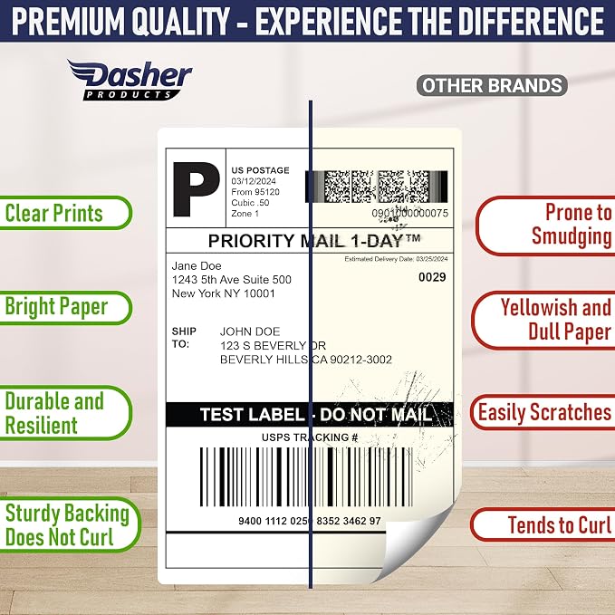 4x6 Thermal Shipping Labels with Roll Holder, 440 Labels/2 Rolls (220 per Roll), Compatible with Rollo, Zebra, Munbyn, iDPRT, Jadens, Nelko, Dymo 4XL & Most Label Printers, Perforated