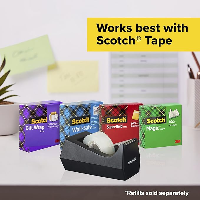 Scotch Desktop Tape Dispenser, Black, 2.7 in. x 2.7 in. x 6.4 in., 1 Tape Dispenser, Polystyrene (PS)