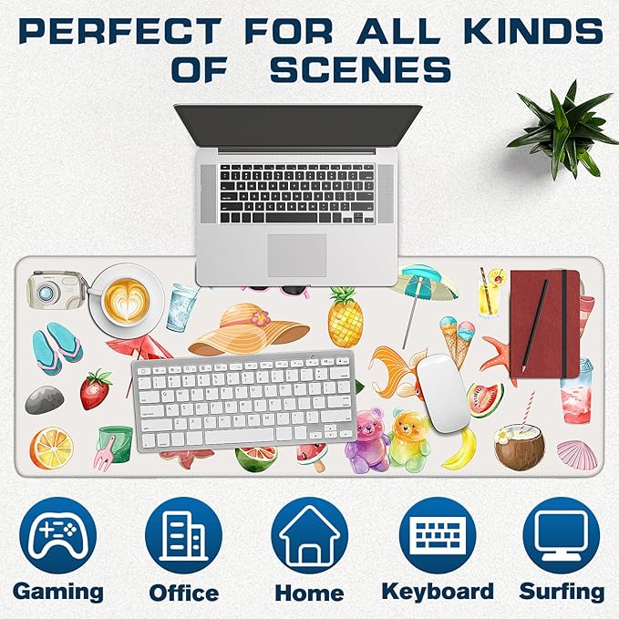 Mouse Pad Gaming - Desk Mat for Keyboard and Mouse - Watercolor Stickers Large Mouse Pads for Desk, Gaming Mousepad with Non-Slip Base, Desks Pad (31.5" X 11.8") for Game, Office and Home
