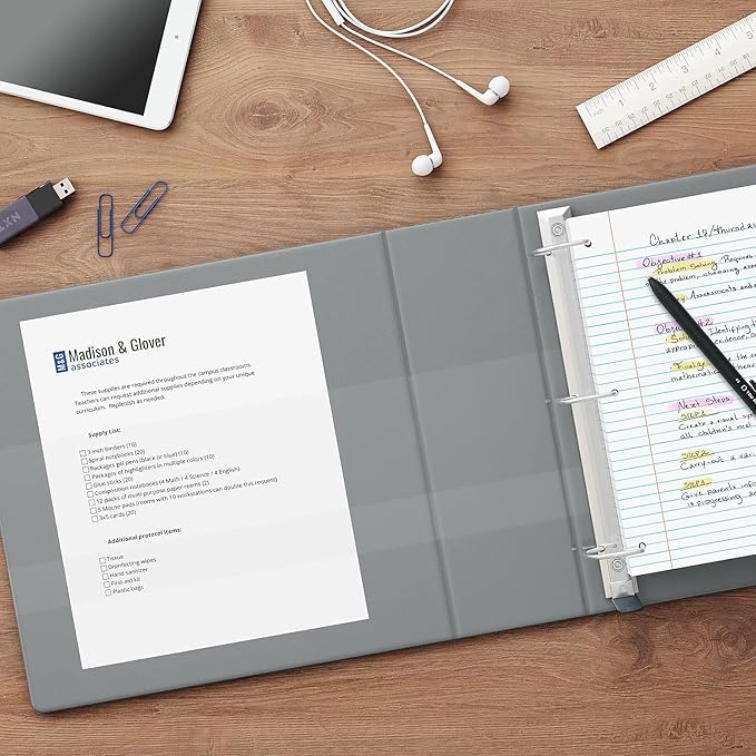 Staples Heavy-Duty 3-Inch D-Ring View Binder, Reinforced Spine, Holds Up to 600 Sheets, Gray, for Office & School