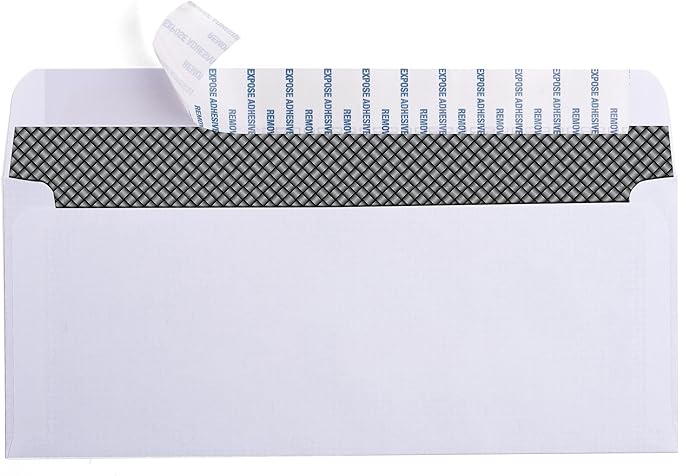500 Self Seal QuickBooks Double Window Security Check Envelopes - for Business Laser Checks, Ultra Security Tinted, Self Adhesive Peel & Seal White, Size 3 5/8 x 8 11/16-24lb NOT for INVOICES (26865)