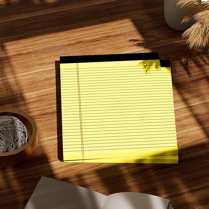 Yellow Legal Pads 8.5 x 11 Note Pads Wide Ruled 2 Pack, Notepad 8.5 x 11 Inch Canary Yellow Paper 21lb Micro Perforated Writing Pads, 30 Sheets per Legal Note Pad Ideal for Office, Home, School