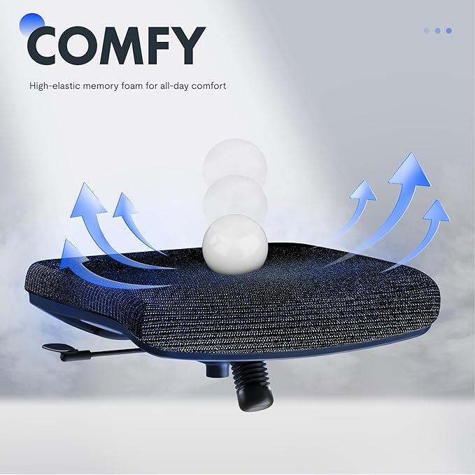 FLEXISPOT OC3 Cloud Ergonomic Office Chair with Footrest, High Back Computer Chair with Adjustable Lumbar Support/2D Headrest, Desk Chairs for Home Office Gaming Working, Black,Foam Seat,Cloud-F