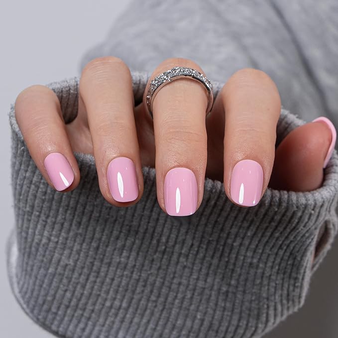 CurvLife Press On Nails – 30Pcs Soft Gel Fake Nails, Reusable Glue On Nail Kit with Adhesive Tabs, Natural Fit & Salon-Quality for Women & Girls (Candy Blush)