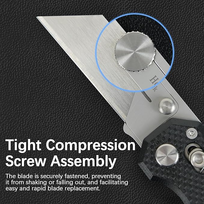 folding Utility Knife with clip and G10 Handle, Stainless Steel Blade
