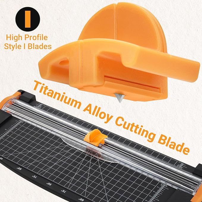 157400-1001 TripleTrack Blade for Fiskars SureCut & Precision Paper Trimmer | Paper Cutter Titanium Blade Style I for Fiskars Portable Craft Paper Trimmer, Orange Paper Cutting Replacement Blade, 2 PCS